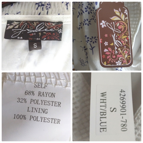 SOLD NEW White and Blue Floral Shirred Prairie Maxi Dress, Size S - Picture 8 of 8